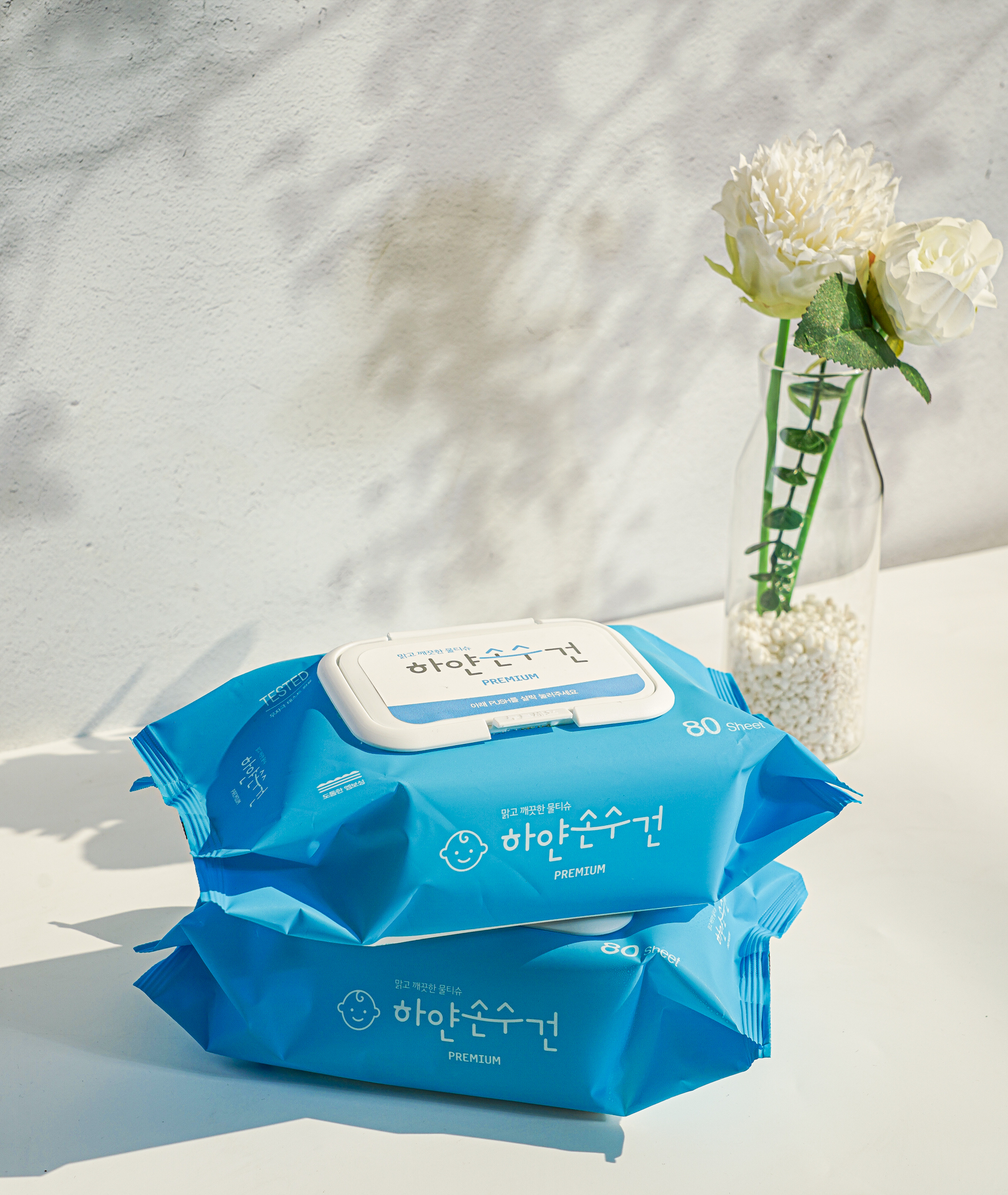 하얀손수건 프리미엄 물티슈/ 60g/ 80매